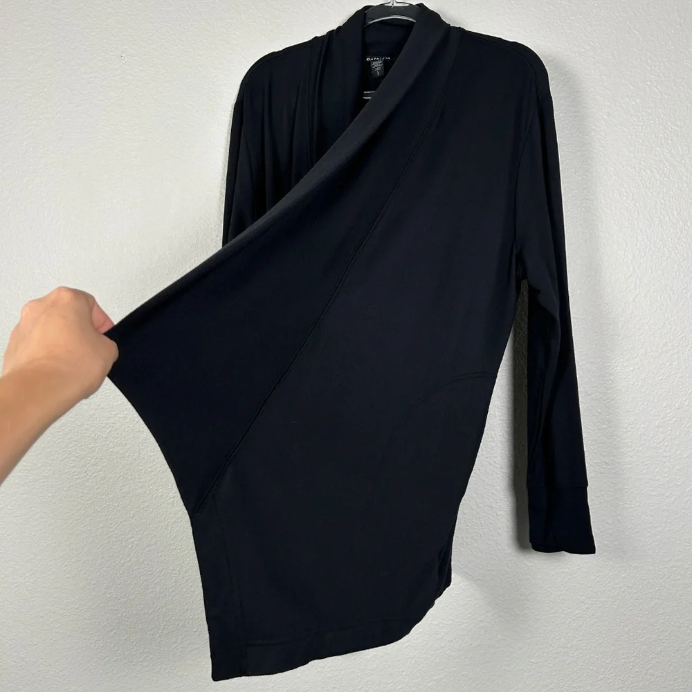 Athleta size L Pranayama Restore Wrap black long cardigan nirvana fabric relaxed